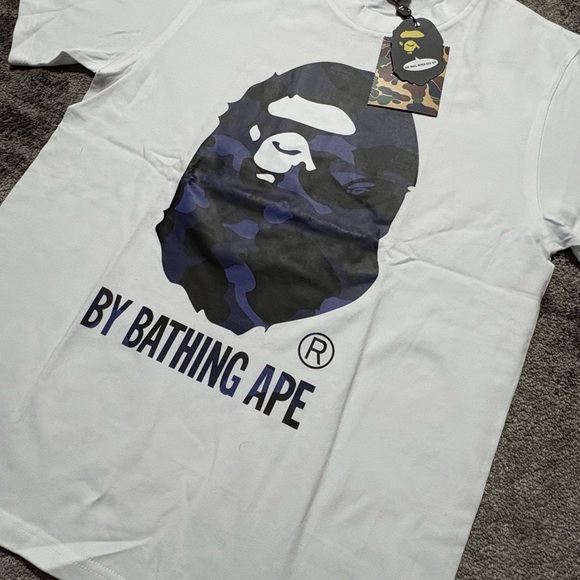 Bape White and Blue Graphic Tee - Picture 2 of 3
